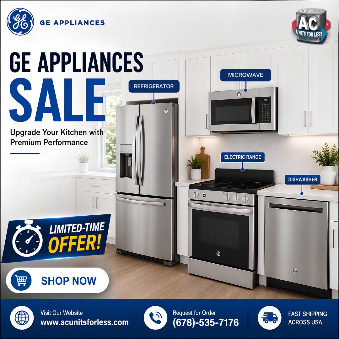 Acunitsfor35915's tweet photo. 🏡GE Appliances Sale!
Upgrade your kitchen with trusted GE Appliances!
✔ Electric Ranges
✔ Refrigerators
✔ Dishwashers
✔ Microwaves
🚚 Fast Shipping Across the USA
💲 Competitive Pricing
��� (678) 535-7176
🌐 https://t.co/drtsRkIGsL
#GEAppliances #ApplianceSale #ACUnitsForLess https://t.co/SjVC6tDTtU