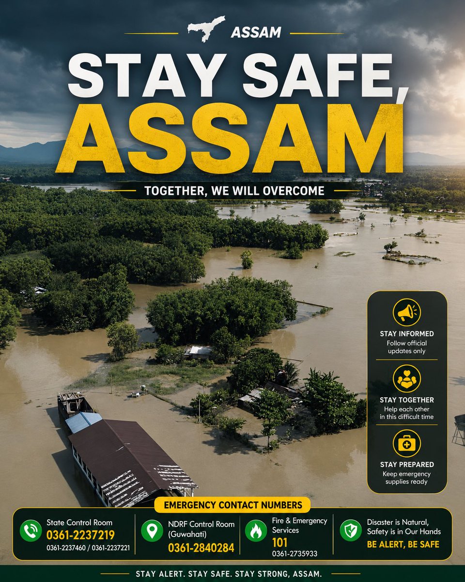 AnkanBasak98's tweet photo. The devastating floods in Assam have affected the lives of thousands of families. My deepest condolences to those affected. I hope that everyone impacted by the floods remains safe and that conditions return to normal soon.. 🙏

#AssamFloods #PrayForAssam #IndiaStandsWithAssam https://t.co/NpDHcoLzhy