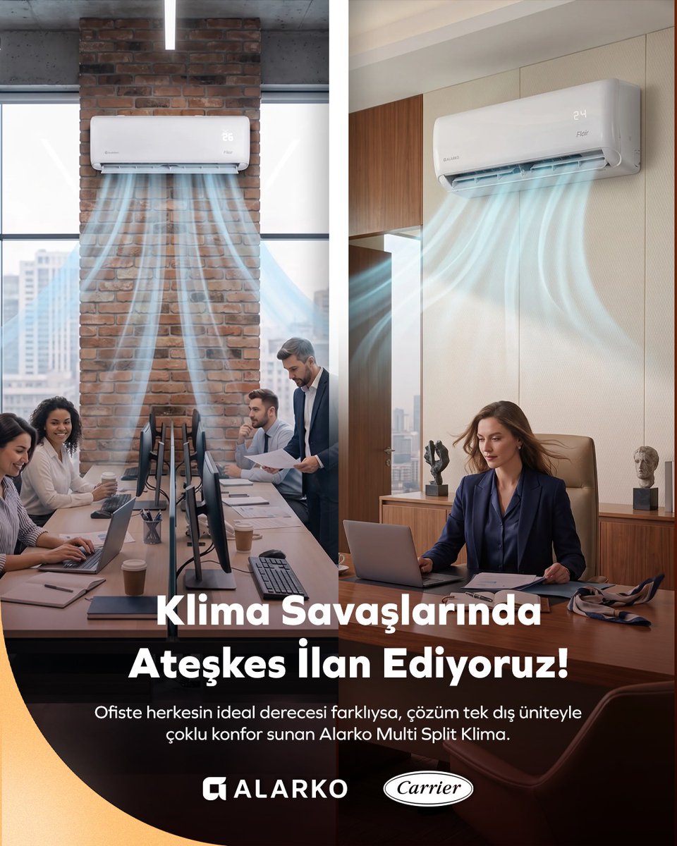alarko_carrier's tweet photo. Farklı ihtiyaçları tek bir çözümde buluşturan Alarko Multi Split Klima ile yaşam alanlarında konforu esnek ve verimli bir şekilde deneyimleyin. 

Çünkü gerçek konfor, ihtiyaçlarınıza uyum sağlayan çözümlerle başlar. ✨

#AlarkoCarrier #GerçekKonfor https://t.co/ayc4hLzQH2