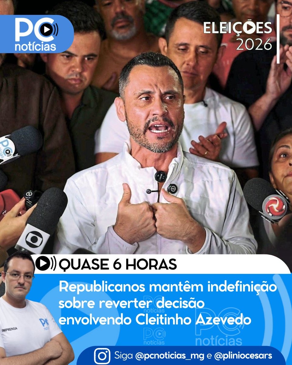 pliniocesars's tweet photo. A candidatura de Cleitinho ao Governo de Minas segue indefinida. Após quase 6 h. de reunião com Eduardo Falcão e o presidente nacional do Republicanos, Marcos Pereira, não houve acordo. As negociações devem continuar já que o prazo final para a definição é 5 de agosto. https://t.co/aqeTAmc0wF