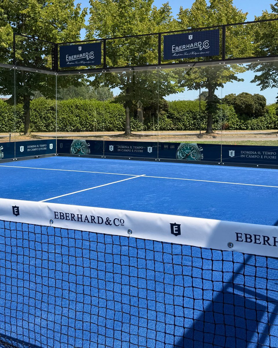 eberhard1887's tweet photo. When time steps onto the court. 
In the heart of the #PadelClubTolcinasco, the new branded Eberhard &amp; Co. court stands as an invitation to play with time.
At Tolcinasco, the Maison brings its long-standing heritage into the game.

#eberhard1887 #padel #swisswatches https://t.co/PxvTAnLLPQ