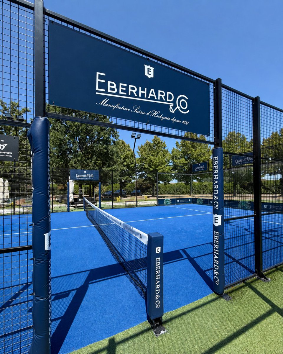 eberhard1887's tweet photo. When time steps onto the court. 
In the heart of the #PadelClubTolcinasco, the new branded Eberhard &amp; Co. court stands as an invitation to play with time.
At Tolcinasco, the Maison brings its long-standing heritage into the game.

#eberhard1887 #padel #swisswatches https://t.co/PxvTAnLLPQ