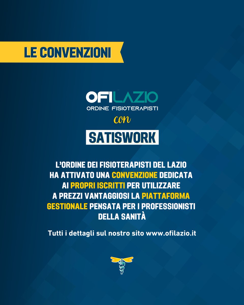 ofilazio's tweet photo. 🆕 Convenzione OFI Lazio con Satiswork

L’Ordine dei Fisioterapisti del Lazio ha attivato una convenzione dedicata ai propri iscritti per utilizzare a prezzi vantaggiosi la piattaforma gestionale pensata per i professionisti della sanità.

Leggi qui 👉 https://t.co/VUEuavQg64 https://t.co/AOli2HxJCj