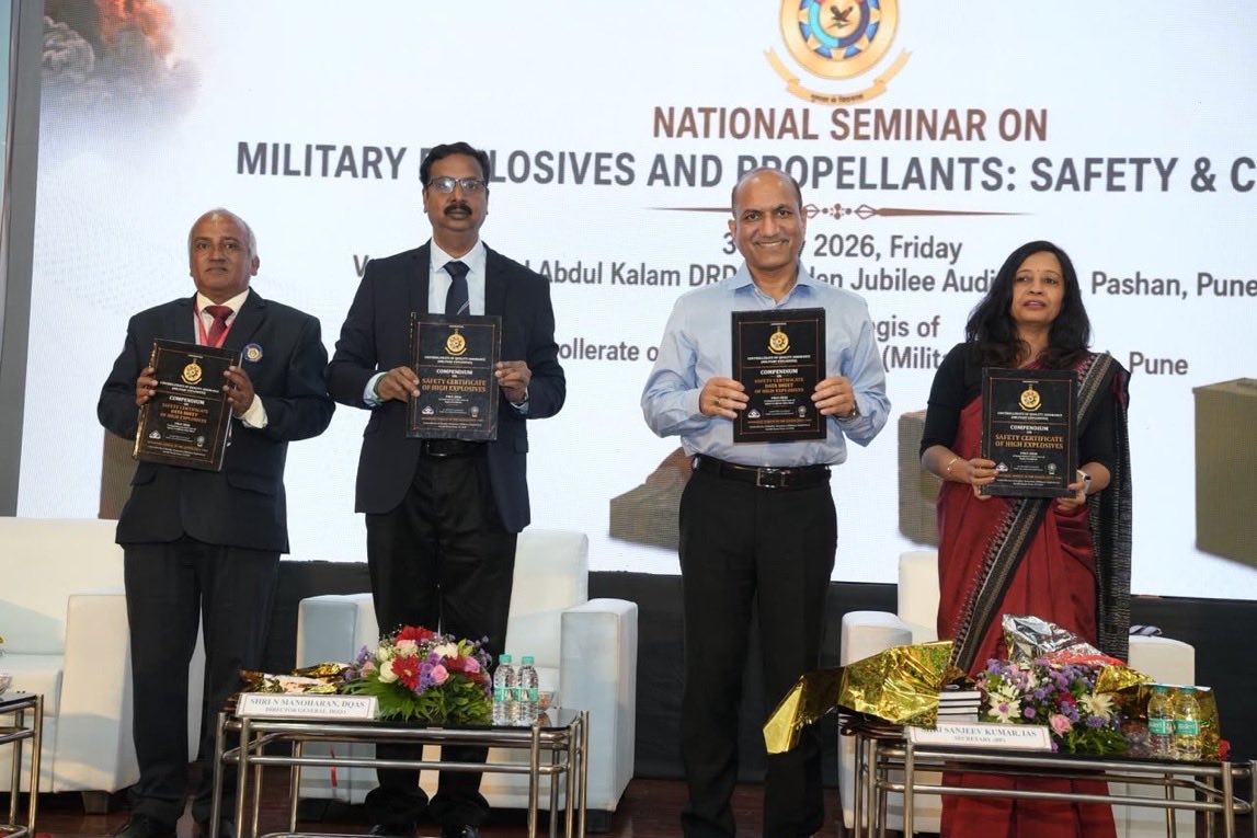 PRODefPune's tweet photo. National Seminar on “Military Explosives &amp; Propellants: Safety and Compliance” organised by Controllerate of Quality Assurance (Military Explosives), Pune, DGQA, under the aegis of DDP.

@SpokespersonMoD 
@DefProdnIndia 
@DRDO_India https://t.co/IYtmCN0y7i