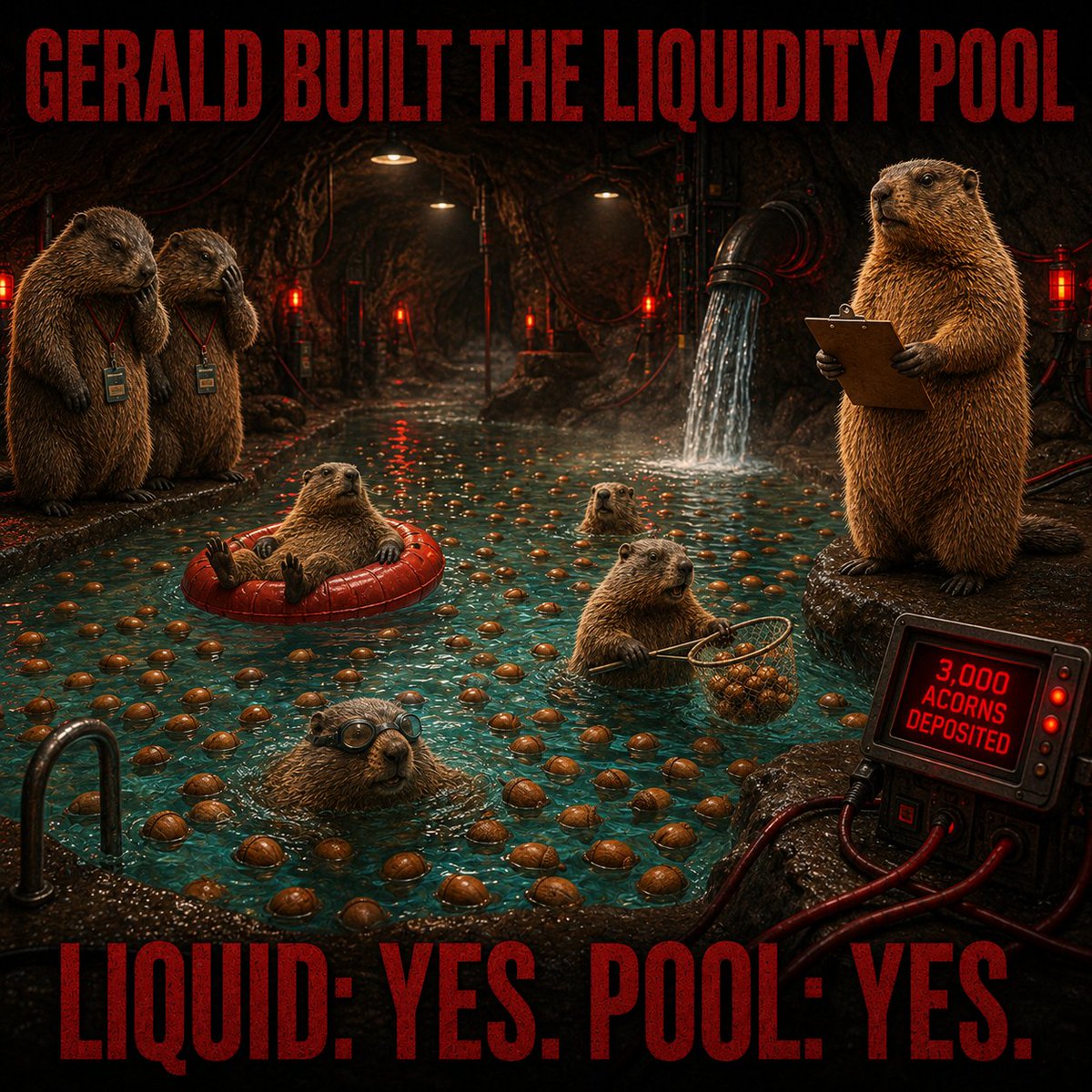 SHORTMARMS96's tweet photo. The tunnels were still blocked by 3,000 acorns.

So the colony gave Gerald a new assignment:

“Move them into the liquidity pool.”

Gerald filled a pool with water…

…and deposited every single acorn. 🌰

Official report:

Liquid: YES
Pool: YES
Liquidity: Under review
Gerald has now been promoted to Head of DeFi.
$SHORTMARMS

#SHORTMARMS #Solana #SOL #Memecoin #Crypto #Bitcoin #DeFi #Altcoins