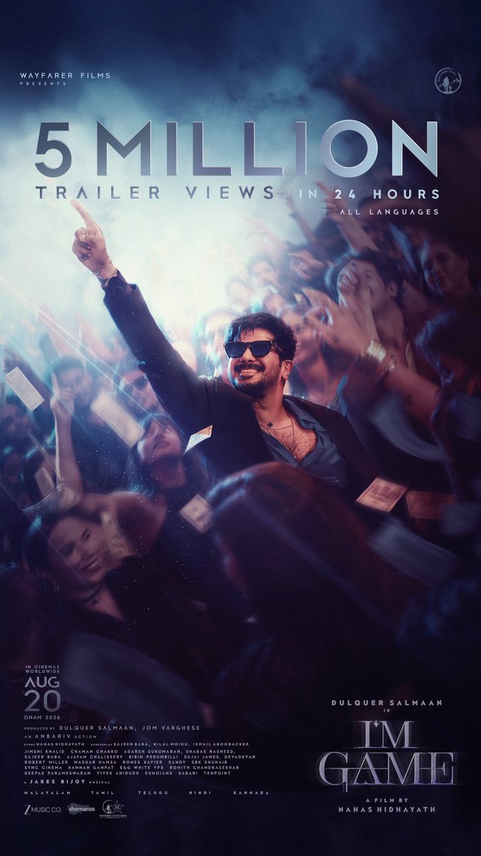 dQClub369's tweet photo. Trending worldwide and we’re just getting started! 🔥 Over 5M views combined across every language. If you haven't seen it yet, what are you waiting for?

https://t.co/uRPo8Eb75N

​ImGame on August 20 in Malayalam, Tamil, Telugu, Hindi, and Kannada! 🎬🔥

#ImGame https://t.co/uhOYTaj2e1