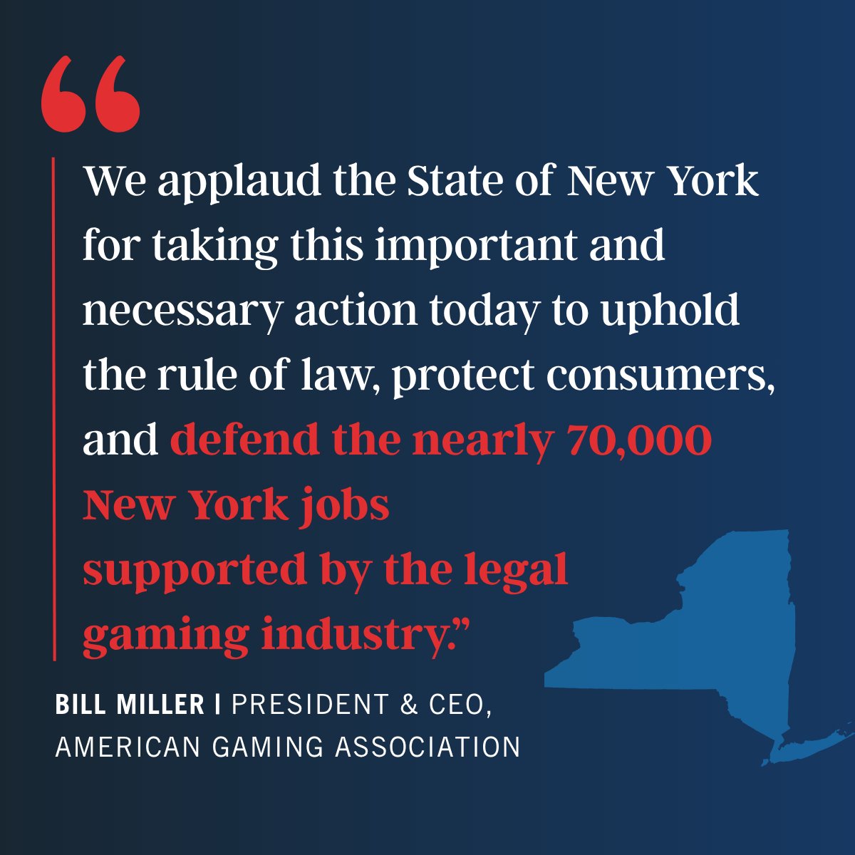 AmericanGaming's tweet photo. More than $1.2B in gaming tax revenue has already been diverted nationwide from critical community priorities by "prediction markets." We commend New York for taking action to protect consumers, uphold the rule of law, and defend the state's nearly 70,000 gaming jobs.

@NewYorkStateAG @GovKathyHochul