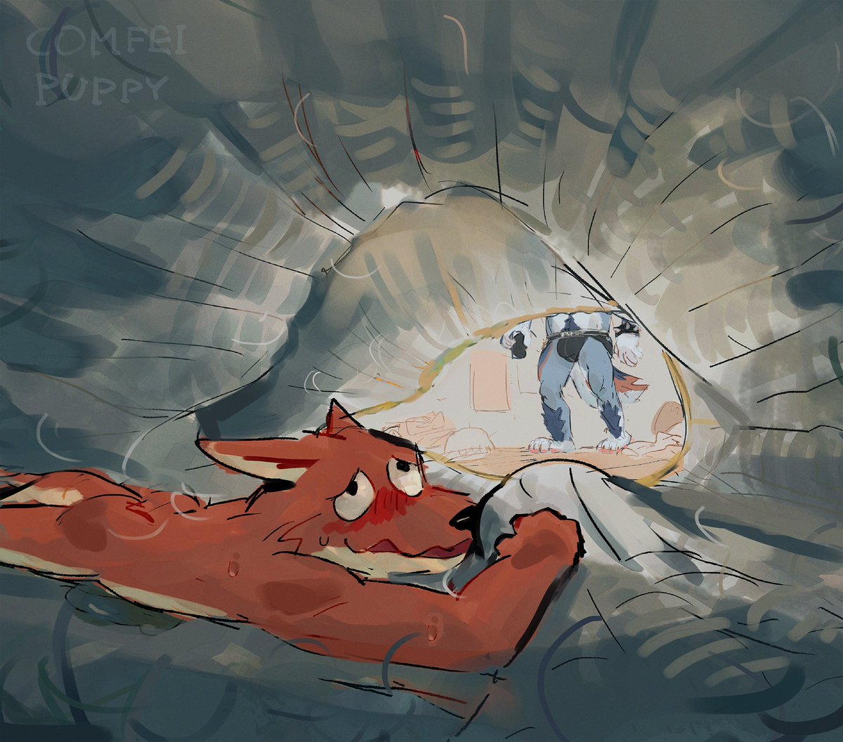 Comfei_Puppy's tweet photo. (1/2)
A tiny snuck into a strange place https://t.co/frEhcvxZry