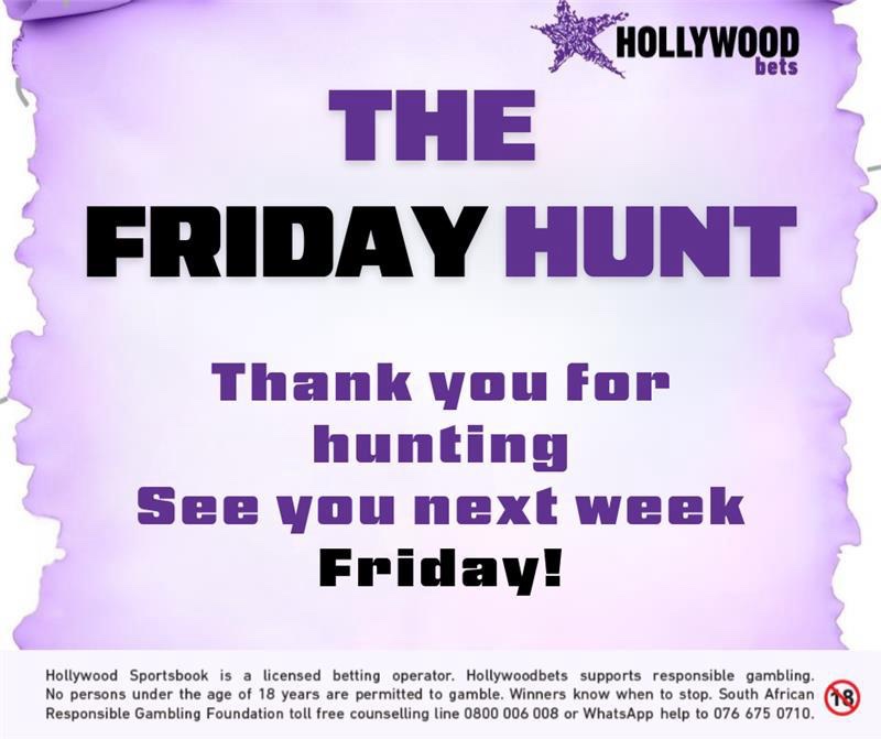 Hollywoodbets's tweet photo. Thanks for hunting with us Catch us again next Friday!🔎🔥

The clue drops every Friday on our Stories 👀

Find the correct feed post and comment: “Hunt Complete #HWBFridayHunt” to enter 🎉

#FridayHunt #Hollywoodbets #HWBFridayHunt #HWBTWT https://t.co/2BDMW3SVfO