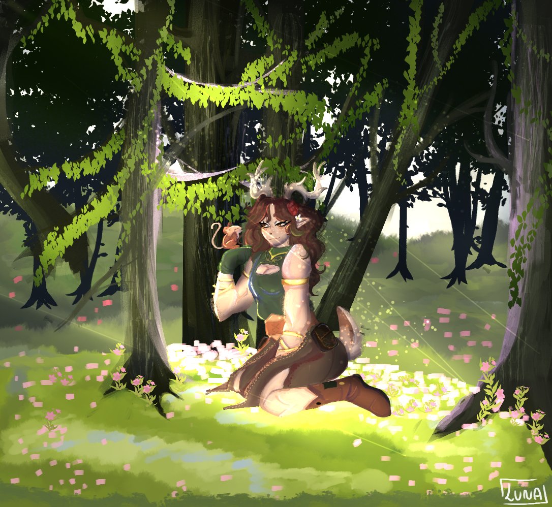 lunyybun's tweet photo. @Toastdrawsstuf1 @Chessonette @staroy_art @Owl_spark_ @Louixies @Kippyscafe The Deer and the Forest 
Revenge for: @/Sidereaii 

#artfight2026ㅤ https://t.co/XwMShox2a5
