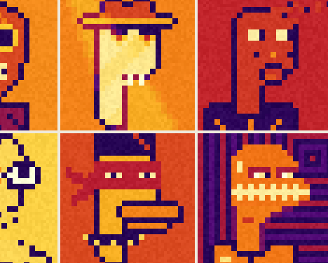 ponksnft's tweet photo. The 'Thermal' texture trait might be my favorite.

The traits underneath don't change, but the colors do. Anything with the same brightness comes out the same color, because a thermal camera doesn't see color, it sees heat. The texture reads the final pixels and repaints them on a heat ramp (blue, purple, red,
orange, yellow, white hot..). This means it lands differently on every Ponk. Dark background runs cold, bright one runs hot. Whatever is underneath decides what the camera sees.

Thermal is rare. Under 100 of the 3,000.

The Ponks in this picture are not finalized. 

https://t.co/tx3SlQ6Ba2 - apply to join the fam. 3,000 free mint NFTs coming to Robinhood chain.