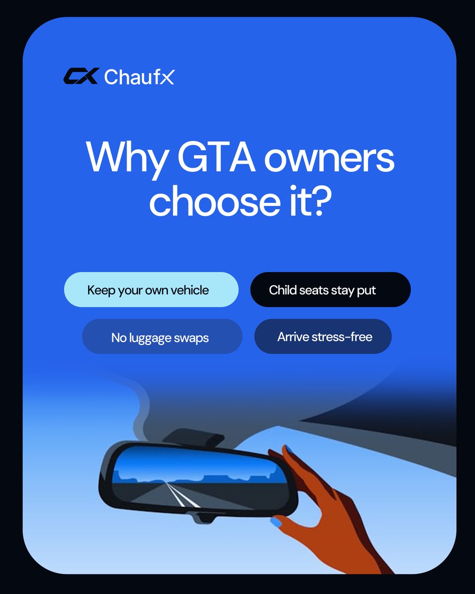 ChaufX_'s tweet photo. Your car. Your seat settings. Your playlist. Just not your steering wheel.

That's a private driver in one sentence.

Toronto, if you're tired of choosing between "drive myself" and "leave the car at home", there's a third option 👇

https://t.co/9LmBmq4kQe https://t.co/8eMrZNMoKd