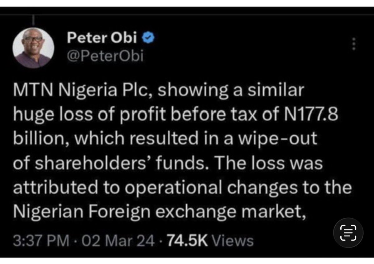 woye1's tweet photo. 2nd March 2024: MTN Shares: 

1: @PeterObi raised alarm. 

2: 2025, MTN returned to profitability. 

3: 2026, MTN half year result, reported a strong profit. 

4: @PeterObi has a penchant for negativity. 

5: O ya Update your followers latest about MTN. https://t.co/Lbb86YoGGV