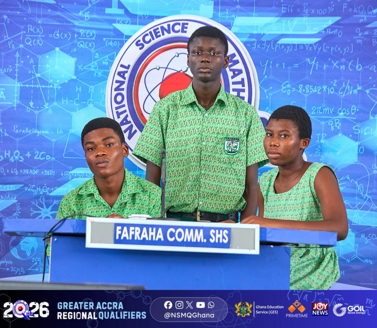 NSMQGhana's tweet photo. GREATER ACCRA: 

Our next contest features:
Ada SHS
Frafraha Community SHS
Tema Methodist Day SHS

#NSMQ2026 #NSMQRegionals #Primetime https://t.co/SwzEgjkTsP