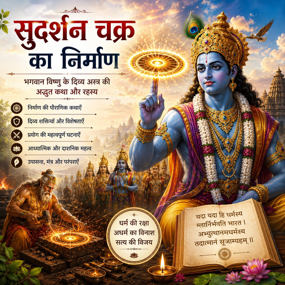 AzaadBharatOrg's tweet photo. सुदर्शन चक्र केवल भगवान विष्णु का दिव्य अस्त्र नहीं, बल्कि धर्म, सत्य, न्याय और काल का शाश्वत प्रतीक है। यह संदेश देता है कि अधर्म चाहे कितना भी शक्तिशाली क्यों न हो, अंततः विजय धर्म और सत्य की ही होती है। पूरी पोस्ट पढ़े 👉🏻 https://t.co/oGnsDLHzpI

#SudarshanChakra #LordVishnu https://t.co/wvqRyVTiFB