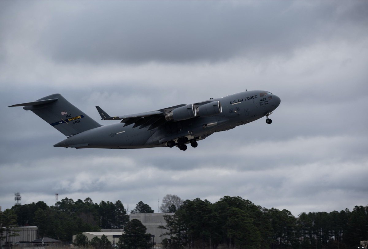 NastyNOLZ's tweet photo. @GBNT1952 Morning boys! (C-17 taking off during Storm Flag 24-05 in effort to “Prepare forces for employment in Great Power Competition environments”) https://t.co/3jpt08IMhi