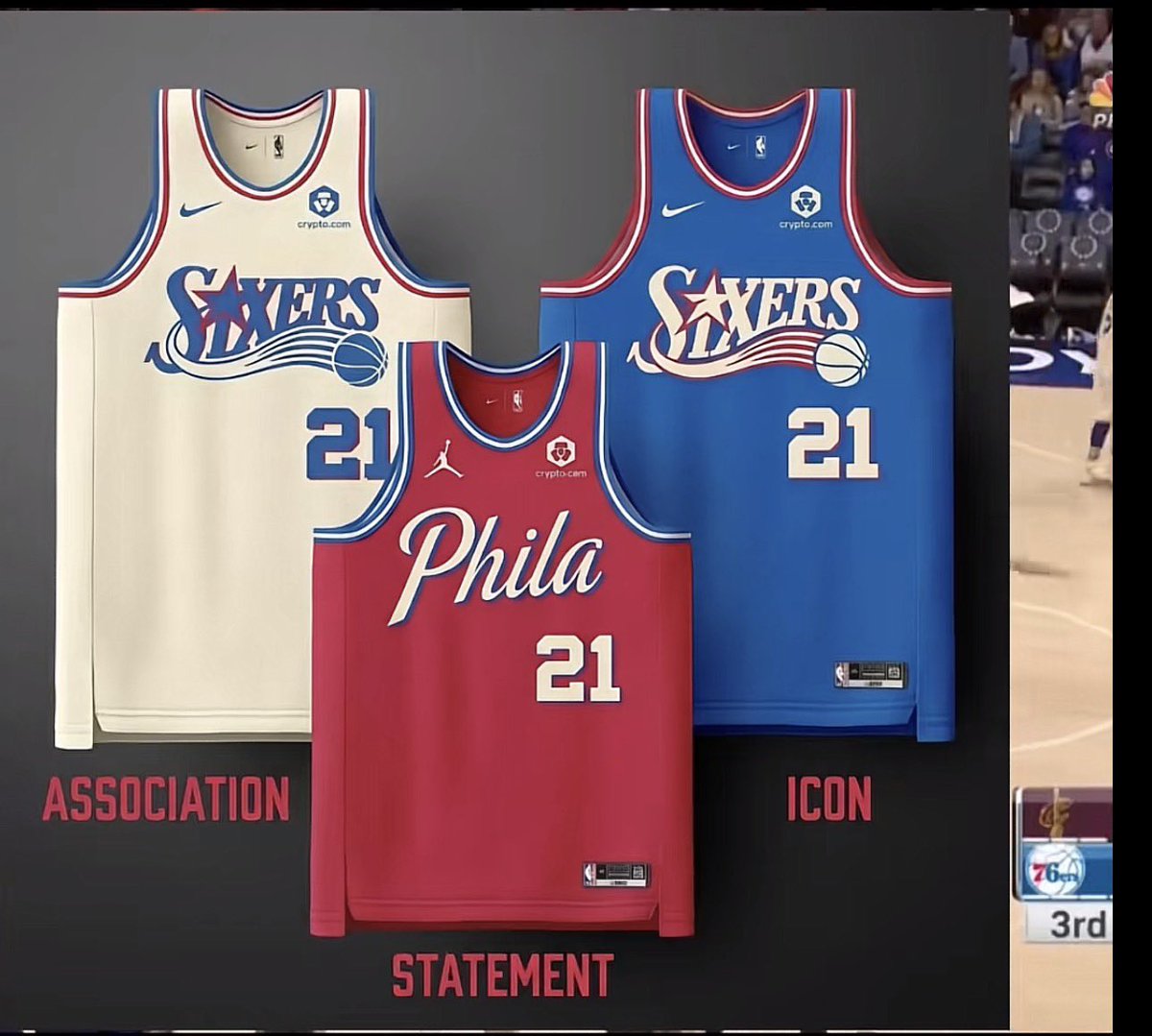 Ken32844195's tweet photo. @Sixerdaily @sixers @KingJames @NBA GET THESE JERSEYS ON THE TEAM NOW . Cream and black alternates as well!!!!! https://t.co/OydK52cXn0