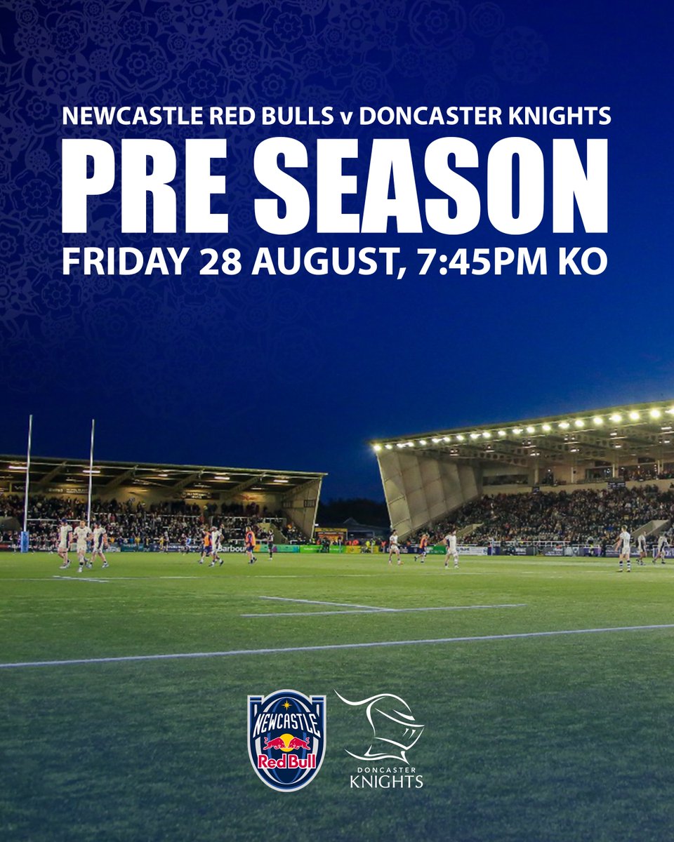 DoncasterKnight's tweet photo. Pre Season on the road! ๐
The Knights will take on @NCL_RedBulls in a pre season Friday night clash at Kingston Park!๐๏ธ
๐๏ธ Friday 28th August
โฐ 7:45PM KO
๐๏ธ Available via Newcastle on Tue 4 Aug
#COYK #DKRFC #ChampRugby https://t.co/Ih137T3Nq7