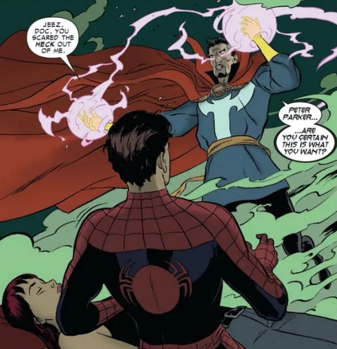 SiteJamesons's tweet photo. Vagabundo nunca pegou um quadrinho na mão, não é possível.

Nos quadrinhos o mundo inteiro também esquece que o Peter era o Homem-Aranha. A informação simplesmente PUFF, deixou de existir na cabeça dessas pessoas.

Mas no momento em que o Homem-Aranha revela, consensualmente, pra alguém a sua identidade, PUFF, todas as memórias perdidas dessa pessoa voltam, num passe de mágica.

Sim, num passe de mágica, pois o que fez essa galera esquecer foi uma magia do Dr. Estranho. E feitiços podem ser quebrados.

O feitiço no MCU não funciona igual aos quadrinhos, pois o Peter revela para a MJ a sua identidade no filme e ela não volta a lembrar dela.

Mas a teoria não é essa. A teoria é que a Jean, a mais poderosa telepata que existe, entrou na mente do Ned e da MJ, e despertou essas memórias de novo. Pois as memórias estão lá, elas só não podem ser acessadas naturalmente por eles por causa de um FEITIÇO. Mas talvez uma telepata poderia acessar?

E isso é uma TEORIA. Pode ser isso, ou pode não ser isso. E o principal ponto da teoria: se o Ned não recuperou as memórias, como ele lembrou o cumprimento especial que ele fazia única e exclusivamente com o Peter Parker?

Enfim, é teoria. Pode estar errado. Mas vagabundo é burro e parece não saber o conceito de teoria.