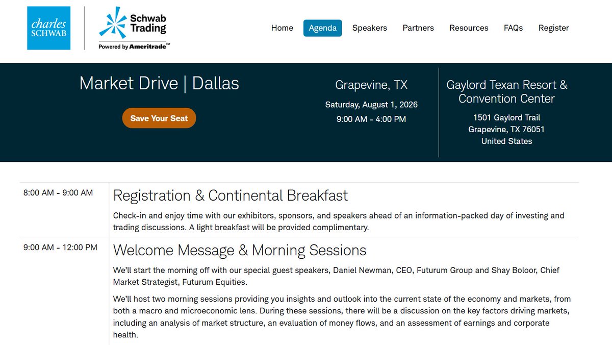 StockSavvyShay's tweet photo. Honored to be speaking at Schwab’s Market Drive event in Dallas tomorrow to share my market outlook, thoughts on the AI buildout and what the emerging AI economy could look like.

There will be also no Futurum Equities podcast today due to travel. https://t.co/BiAeoptCD8
