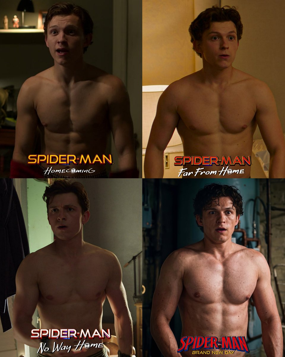 matchaalinaa's tweet photo. The real multiverse madness is Tom Holland’s physical evolution through 4 movies. 👀🔥 https://t.co/fYgss3m9Dq