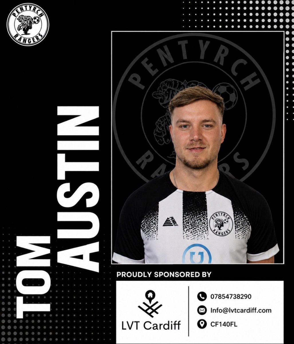PentyrchS's tweet photo. 🤝 Player Sponsorship Announcement 🤝

We're delighted to announce that @tomaustin23 is proudly sponsored by LVT Cardiff for the season!

If you're looking for a trusted team, be sure to check out LVT Cardiff and support the businesses that support local football 🤍🖤 https://t.co/d0ylIDiRpy