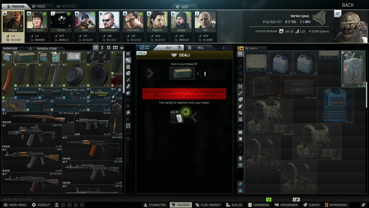sixsown's tweet photo. @VeryBadSCAVR prapor selling 120r of bt and peacekeeper selling 100r box for dogtags as well https://t.co/Pk2CGoEKmk