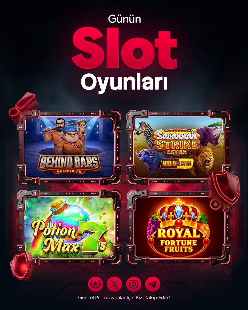 Tr_Bahsine's tweet photo. 👉Günün kazandıran #slot oyunları Bahsine’de seni bekliyor!
👉Yüksek #RTP, büyük çarpanlar ve free spin fırsatlarıyla şansını artır!

⭐️Behind Bars: Masterplan
⭐️Savannah Strike Extra
⭐️Potion Max 7s
⭐️Royal Fortune Fruits

👑Giriş: https://t.co/MUBPzZcZrq https://t.co/pAUwhFrjNN