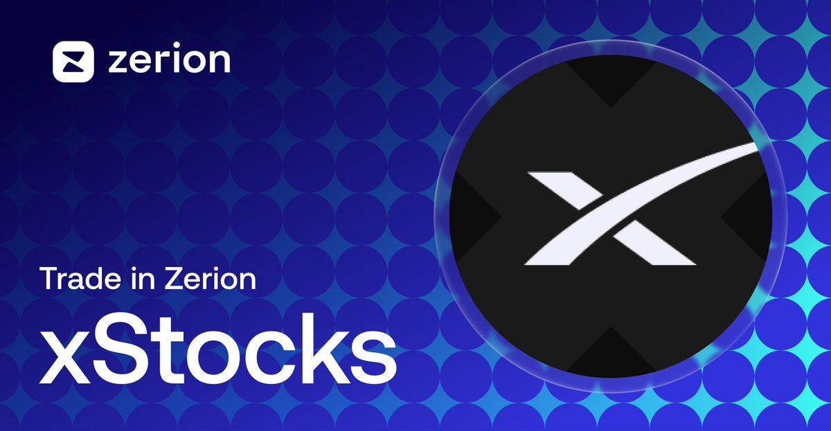 zerion's tweet photo. Tokenized stocks in your wallet, onchain.

Trade $SPCXx and 600+ other tokenized assets by @xStocksFi directly in Zerion.

Here's the full guide 👇 https://t.co/LPWyPToCxq