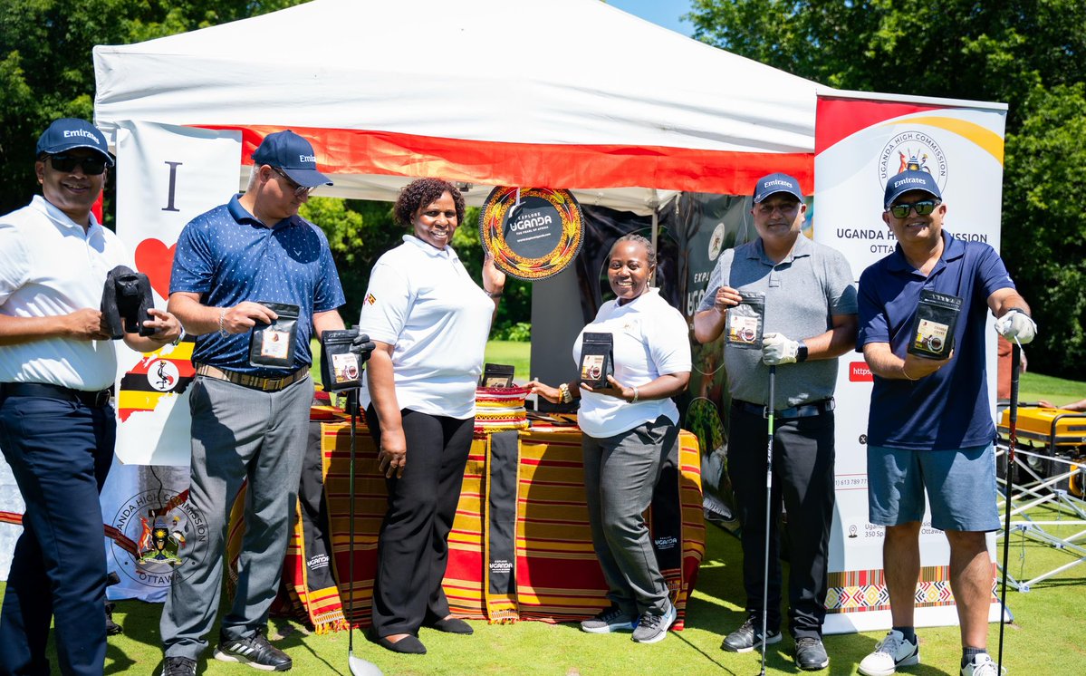 UHCOttawa's tweet photo. @UHCOttawa SHOWCASES UGANDA’S TOURISM, INVESTMENT, TRADE AND CULTURE DURING THE INDO-CANADA CHAMBER OF COMMERCE (ICCC)-GOLF CHAMPIONSHIP CUP 2026.  
 Brampton, Ontario July 30, 2026
At Hall 16, Lionhead Golf Club, Brampton, Ontario, the High Commission pitched camp and welcomed all the 150 ICCC Golfers and guests, showering them with exhilarating Uganda-style welcome and serving them with freshly brewed Uganda Coffee and on-sight- made Ugandan famous Rolex as they listened to the fascinating endowment of Uganda’s tourism, trade and investment sectors. The experience allowed participants to take part in the brewing of coffee while enjoying the unique aroma as they listened to the story behind each coffee bean-being picked one-by-one with a smile by mostly rural women in Uganda. They also participated and learnt the art of making the rolex, gaining a real feel of that component of Ugandan cultural cuisine.
Uganda High Commission enjoys deep relationship with ICCC building on to the MOU that was signed in November 2025between the Chamber and the Uganda National Chamber of Commerce and Industry (UNCCI). The ICCC membershipcomprises Canadians of Asian origin and many of them havingroots in Uganda. They are very industrious both in Canada and India and the Mission wants to tap into their potential and interest them into investing in the country of their Roots-Uganda.
Uganda Waragi was prestigiously given out in a raffle draw drawn by Mission staff during the dinner that was graced by Members of Ontario Provincial Parliament and the Mayor of Brampton City among other guests.  Uganda’s partnership with ICCC was highlighted by the ICCC President, and the day’sinteractions were fruitful generating interest with potential to transform the relationship into actual investments, tourism and business thereby contributing to Uganda’s 10-fold growth strategy.
UHC-Ottawa
30/07/2026