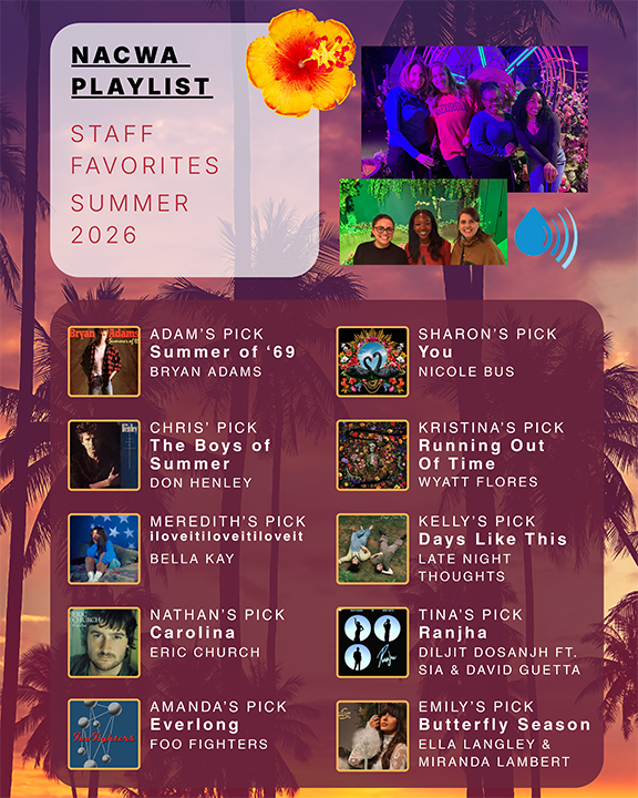 NACWA's tweet photo. Need a soundtrack for the weekend? We've rounded up some of NACWA staff's favorite songs into a playlist full of good vibes. 🎵 #FridayFeelGood https://t.co/NZQXZ5YkI4