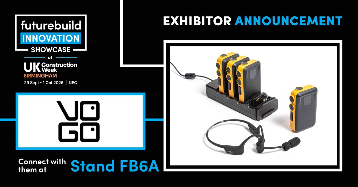 FuturebuildNow's tweet photo. We’re excited that VOGO UK will be showcasing their professional, hands-free communication system for industrial and field teams, VOKKERO COMPAK, at the #Futurebuild Innovation Showcase in Birmingham in under 2 months.  

Showcase your own innovation: https://t.co/ilOy8i4DYj https://t.co/47drD528HK