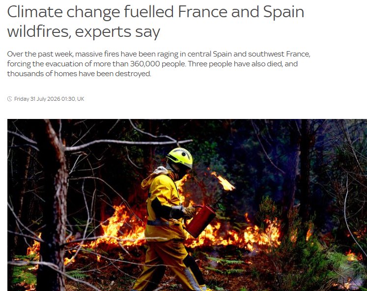 BGatesIsaPyscho's tweet photo. Dear @SkyNews & Legacy Media 

We all know the fires across Europe were all caused by Arson - you neglect to mention this part. 

So you’re experts & scientists can call it Climate Change all they wish - but please understand people know the truth & this is just another reason why you are Fake News