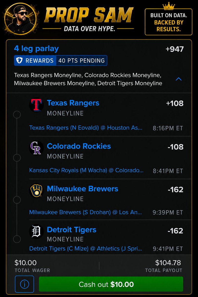 PropSamSCB's tweet photo. 🔥POTD🔥
Let's 10× our bet!!

#SportsGambling
#MLBPredictions 
#MLBBets https://t.co/llV9rSjFCy