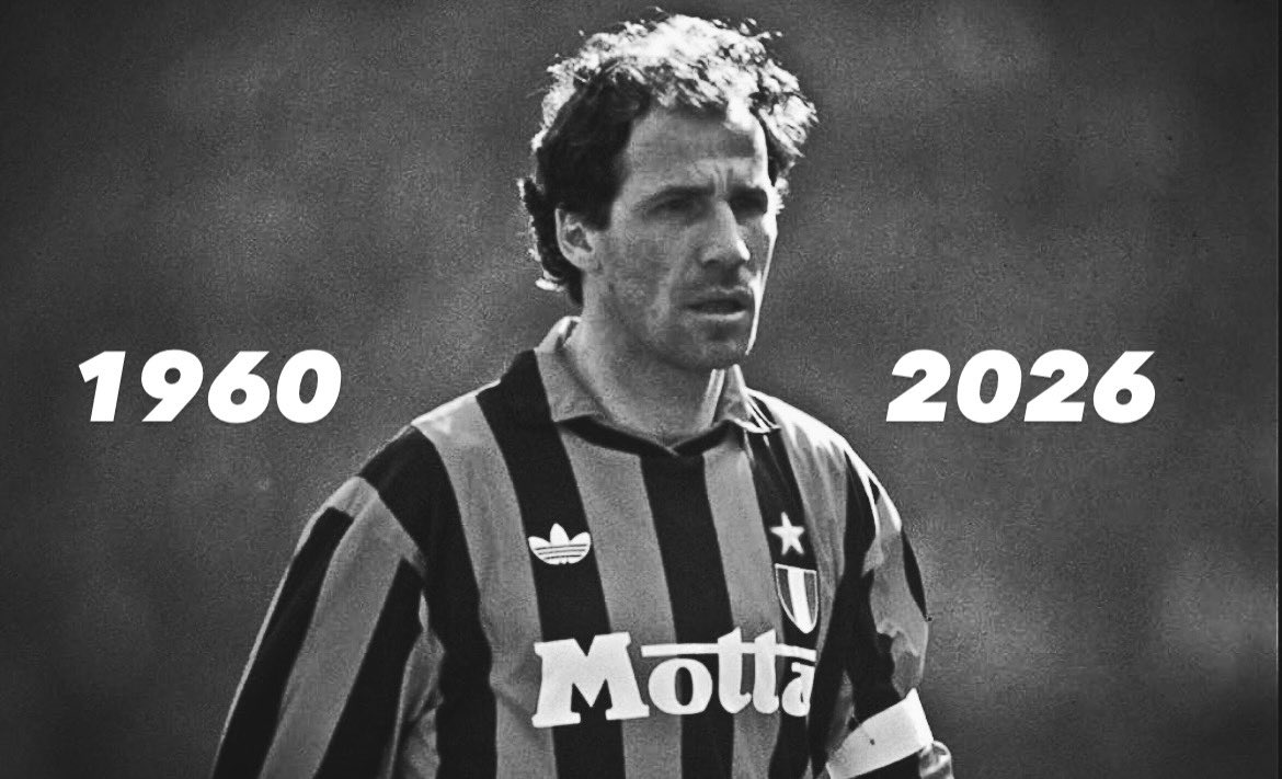 larryCWKS's tweet photo. Legenda AC Milanu i reprezentacji Włoch, Franco Baresi, nie żyje.
Miał 66 lat.

Pokój jego duszy! https://t.co/2SX7EnSg98