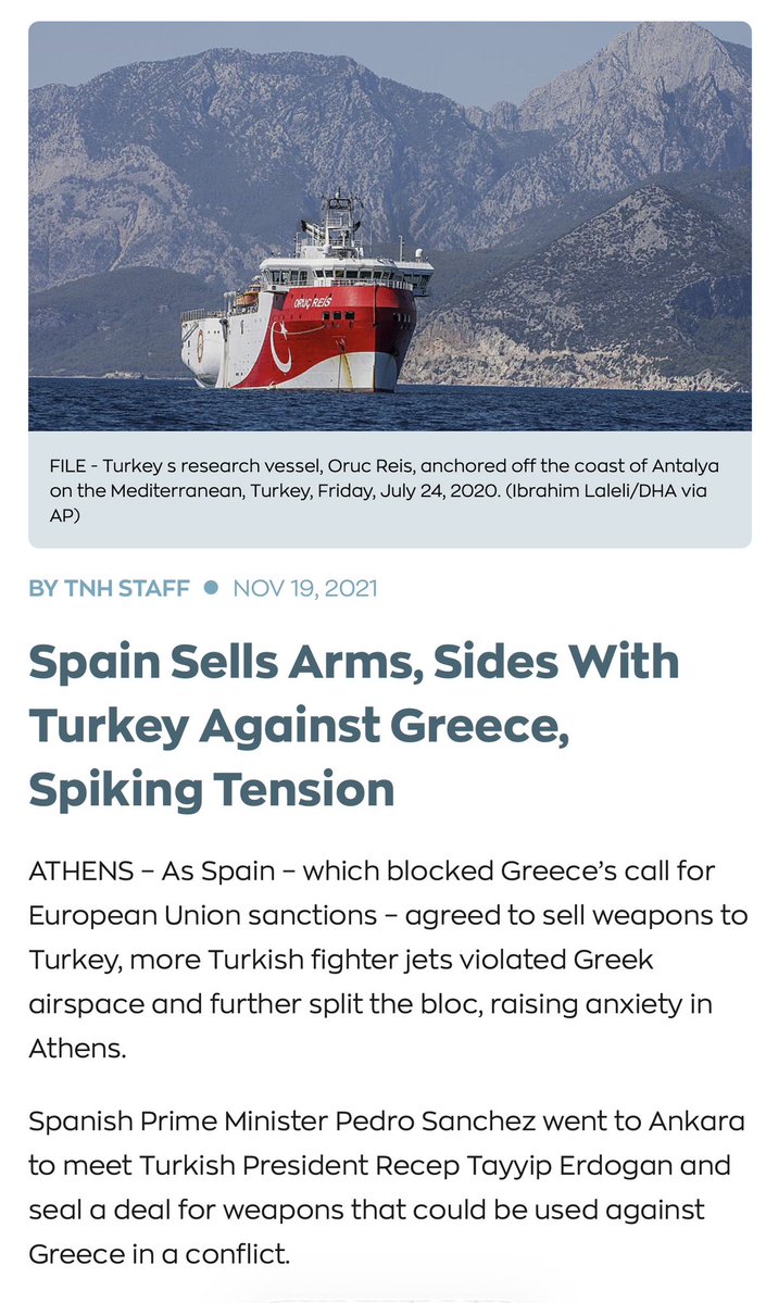 ictinus_x's tweet photo. Spain is arming Turkey- a state that openly threatens fellow EU members with war and continues to occupy EU territory in Cyprus.

That is a position unworthy of a European partner Javi. Don’t you dare lecture anyone about European solidarity.
@javilopezEU https://t.co/WnkVXRUn0N
