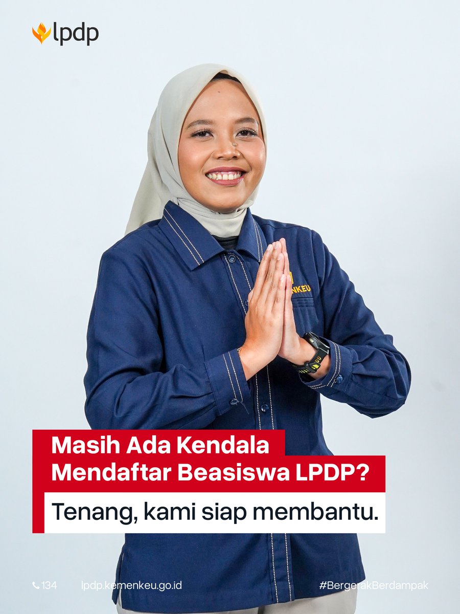 LPDP_RI's tweet photo. 📢 Hari ini adalah hari terakhir pendaftaran Beasiswa LPDP Tahap 2 Tahun 2026‼️

Masih mengalami kendala saat melakukan pendaftaran? Tenang saja #LPDPrens, kami siap membantu.

Khusus hari ini, Jumat, 31 Juli 2026, kamu dapat menyampaikan pertanyaan maupun kendala teknis terkait aplikasi dan website pendaftaran melalui:
📧 kemenkeu.prime@kemenkeu.go.id

Layanan e-mail ini dibuka hingga pukul 23.59 WIB agar kamu tetap mendapatkan bantuan pada hari terakhir pendaftaran.

Jangan menunggu submit di menit-menit terakhir yaa. Pastikan seluruh persyaratan dan dokumen telah diunggah dengan benar sebelum batas waktu pendaftaran berakhir. 

Semoga lancar, dan sampai bertemu di tahapan seleksi berikutnya! 🍀

#BeasiswaLPDP #BergerakBerdampak