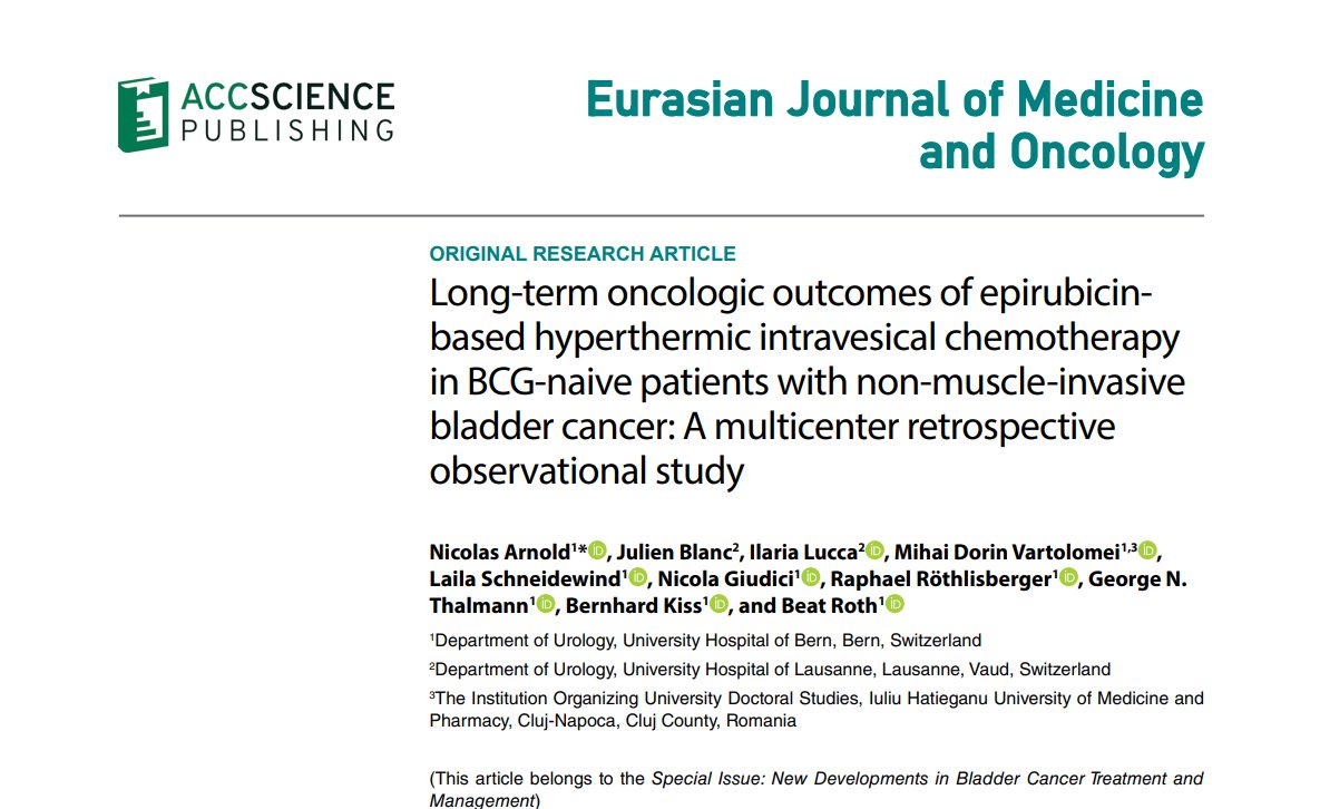 ejmo_asp's tweet photo. 🧬Long-term oncologic outcomes of epirubicin-based hyperthermic intravesical chemotherapy in BCG-naive patients with non-muscle-invasive bladder cancer: A multicenter retrospective observational study
🧩Keywords：Bladder cancer
⛓️Link：https://t.co/Os8WjJQxvo https://t.co/G8nPMI1egI