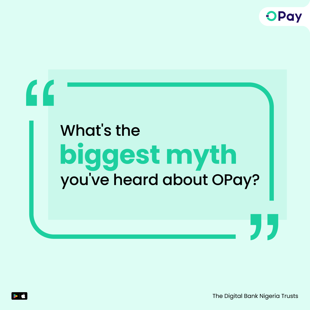 OPay_NG's tweet photo. We listen. We don't judge.

Drop the biggest myth you've heard about OPay in the comments. 👇💚  #OPayIsOkay https://t.co/ksxSJpAhg7