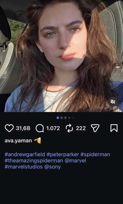 TvDunyasii's tweet photo. Ava Yaman, İnstagram paylaşımının açıklama kısmında eski Spiderman oyuncusu Andrew Garfield ve Marvel'ı etiketledi. https://t.co/LGIvSoMHce