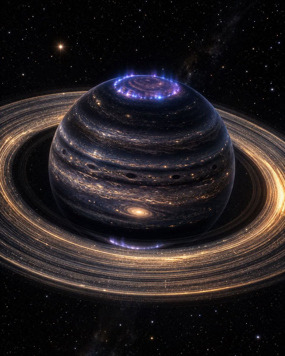 amazing_physics's tweet photo. Magnificent 😃
The James Webb Space Telescope (JWST) has revealed Saturn in a way never seen before, using powerful infrared vision to uncover hidden details within the gas giant’s atmosphere. In these remarkable observations, Saturn’s iconic rings shine brilliantly while the planet itself appears unusually dark because methane gas absorbs much of the reflected sunlight. Beyond the stunning contrast, scientists discovered mysterious dark spots, intricate cloud structures, and glowing auroral activity near the poles, revealing a far more dynamic and complex world than previously understood. These groundbreaking images are helping astronomers unlock new secrets about Saturn’s weather, atmospheric chemistry, and the evolution of giant planets throughout our Solar System. 🪐🔭✨