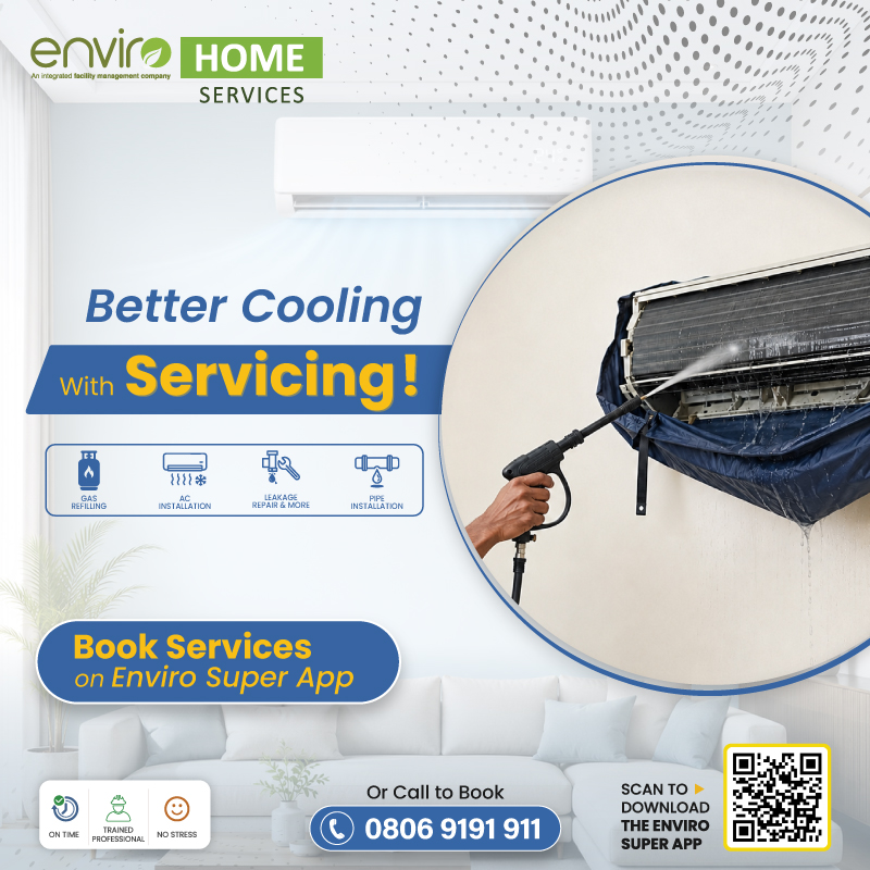 envhomeservices's tweet photo. Better cooling starts with a clean AC. Schedule your service in minutes on the #EnviroSuperApp.
Call: 0806 9191 911 or Download the App Now: https://t.co/PJy6sm5OG7
#EnviroHomeServices #EHS #AC #ACServicing #ACInstallation #ACRepair #GasRefilling #ACServices #ACSpecialist https://t.co/L6vPYsdeS0