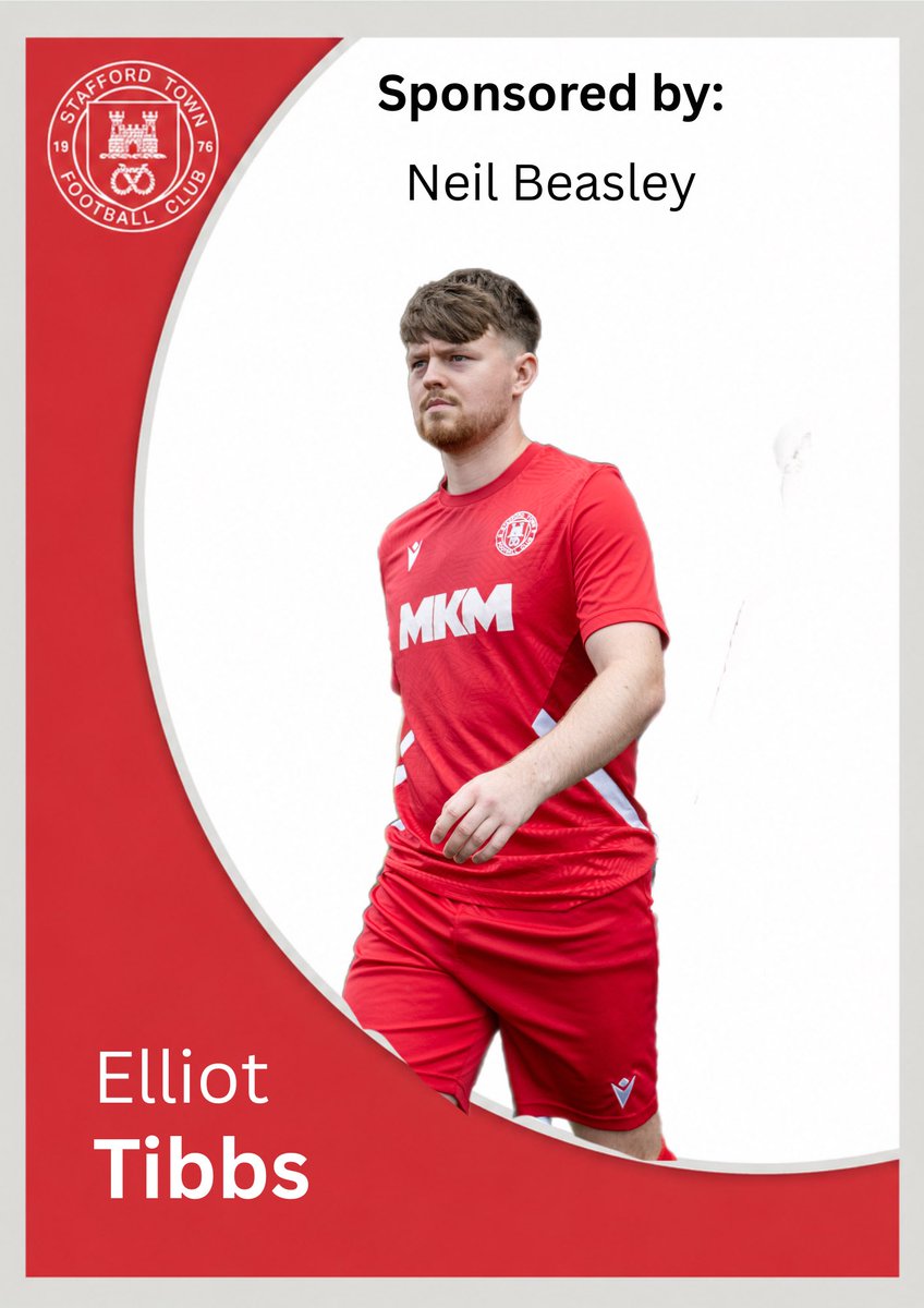 StaffordTown1st's tweet photo. 🚨 Player Sponsor! 🚨

Elliot Tibbs has been sponsored by Neil Beasley! 

Coaches don’t have favourites but Neil has sponsored Elliot as he believes he is the perfect combination of Ashley Cole and Roberto Carlos, and is not only the best left back in Stafford, but based on the Tuchels selections over the summer, Englands next starting left back.

Neil adds “Elliot’s athleticism and commitment to fitness has always been an inspiration to the younger players at Stafford so it seemed only right to recognise this with sponsorship”

We would like to thank Neil for sponsoring Tibbo!

#UpTheTown