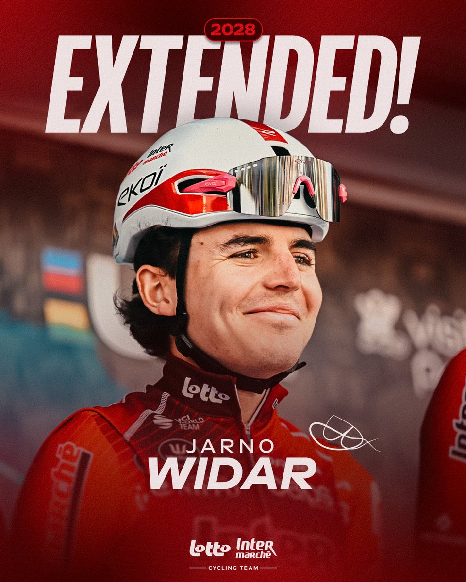 LottoIntermarch's tweet photo. Jarno Widar extends his contract with Lotto-Intermarché until 2028 ☑️

"I feel really good at Lotto-Intermarché. This is the team I joined through the Development Team in 2024, and where I have grown over the past years into the rider I am today. I’m convinced this is the best place to continue that development over the coming seasons, not only as a rider but also as a person."

More: https://t.co/ImL2yhFaLK