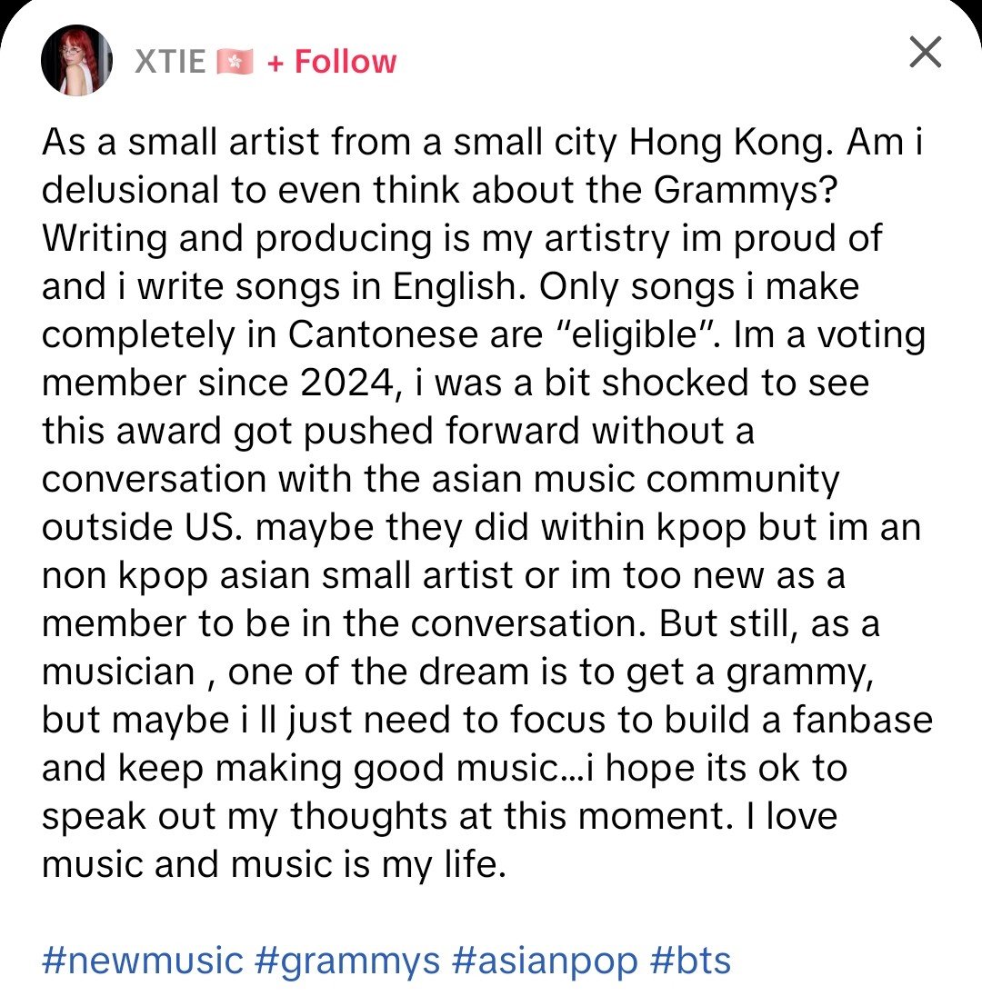 gomdorichick's tweet photo. This is what bugs me with the @RecordingAcad because you have 700-1500 Asian voters but you didn't even bother to reach out to some of them for input before creating this racist category? And now you are upset with BTS for refusing to be put in a box? https://t.co/O5MHuLij5E