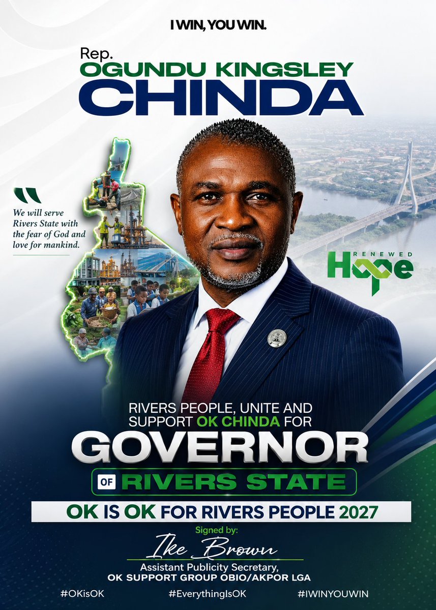 azuburikebrown's tweet photo. OK IS OKAY FOR RIVERS PEOPLE
#OkIsOkay
#RiversState
#PortHarcourt
#Nigeria
#IwinUwin
@OKChinda
@OwhomkaAchinike https://t.co/67wgULIsHG