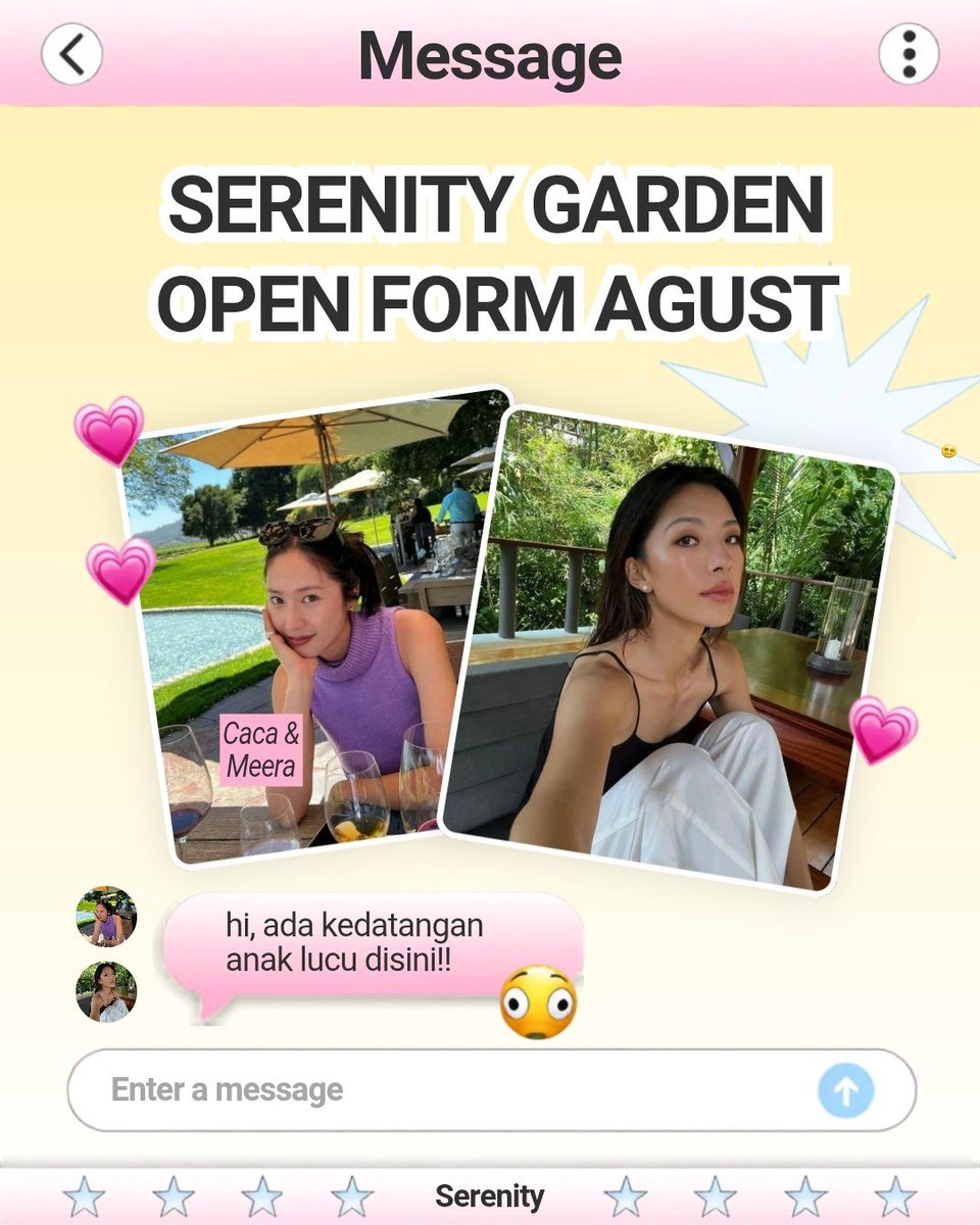 cibbmy's tweet photo. ☎️ panggilan untuk semuanyaa! Serenity kembali membuka form untuk bulan Agustus ini, mohon di baca setiap regulasi yang ada ya, teman-teman. https://t.co/RxsjIhzXD0