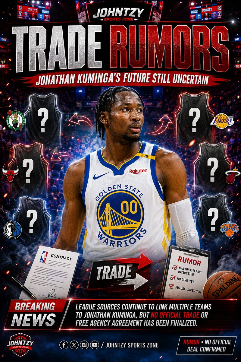 john_rich57362's tweet photo. 👀 The Jonathan Kuminga rumors continue! Multiple teams are reportedly interested, but no official trade or free agency deal has been finalized.

Where do you think Kuminga will play next season? 🤔🏀

#NBA #NBARumors #JonathanKuminga #GoldenStateWarriors #Warriors #NBAOffseason #TradeRumors #Basketball #JohnTzySportsZone