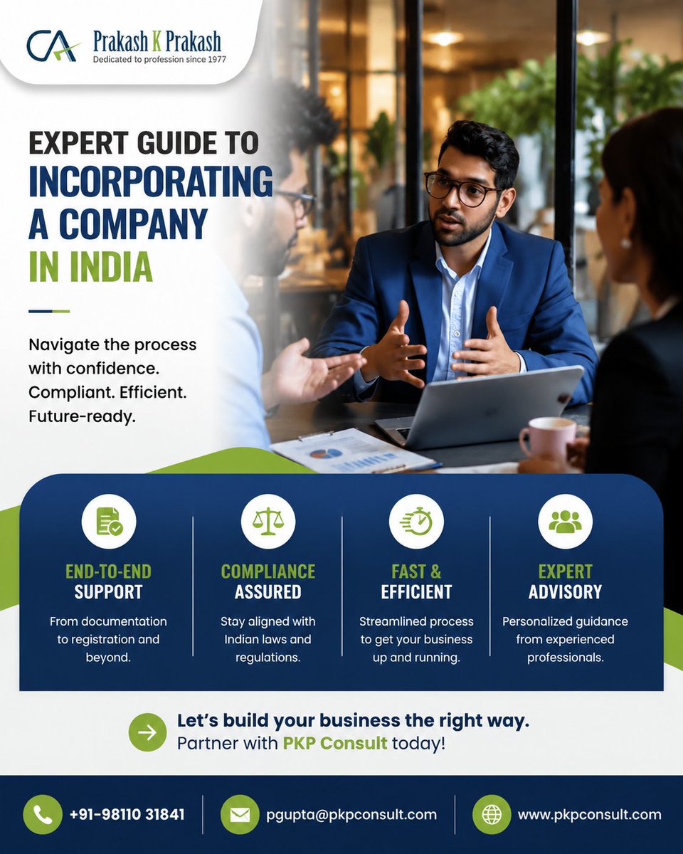 pkpconsult_'s tweet photo. 🚀 #Incorporate your #companyin#India with confidence! Get expert support for #documentation, #registration, #compliance and #businessadvisory with #PKPConsult. 🇮🇳
📞 +91-98110 31841
🌐 https://t.co/g8IQfdhFk9
#CompanySetup #IndiaBusiness #Incorporation #StartupIndia #Compliance https://t.co/QFopiCY42H