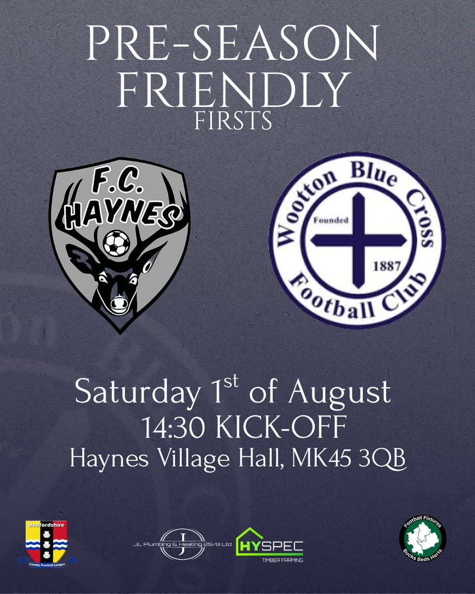wbcfcmens's tweet photo. PRE-SEASON FRIENDLY 

The first team take on fellow Beds County League side Haynes tomorrow.

🗓️Saturday 1st August 
🕖14:30 KO 
📍Haynes Village Hall (MK45 3QB) 
🆚@FCHaynesUK https://t.co/ULbsd479Af